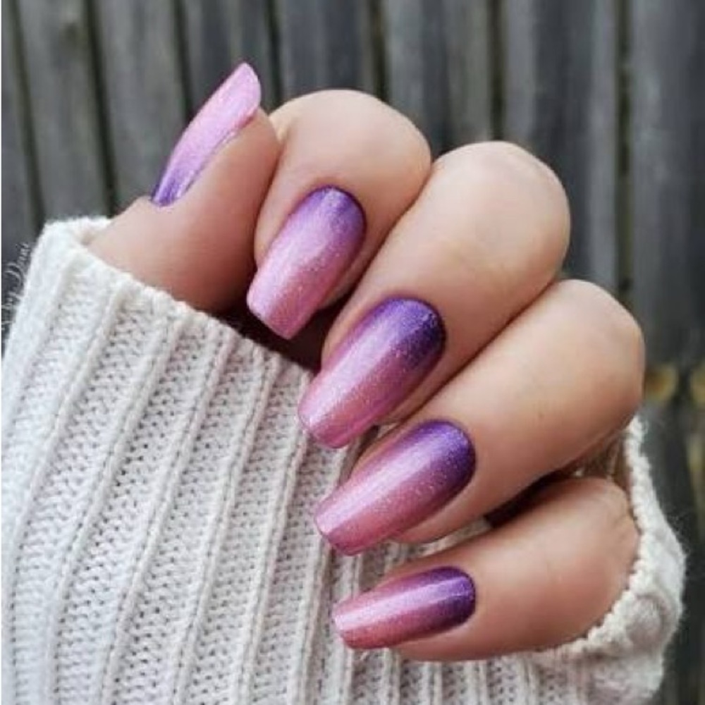 Till the Glitter End Color Street Purple and Pink Ombre Nail Set